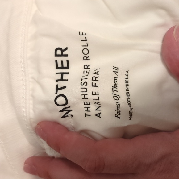 Mother white the hustler roller ankle fray high rise wide leg cropped jeans - Picture 10 of 14